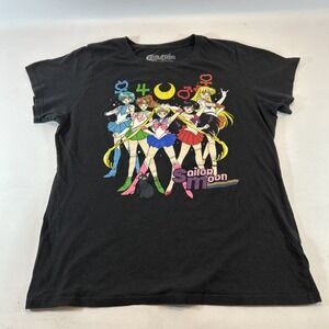 Sailor Moon NAOKO TAKEUCHI Shirt Women's Size 2XL Black Short Sleeve Vintage Y2K